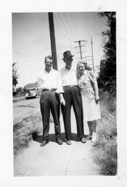 Bill Jones, Pha Jones (father), and Bess Jones (Mother) Home on furlough